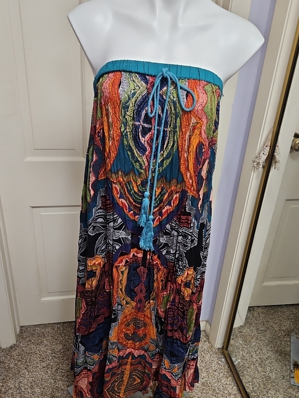 Angie Fall Autumn Bohemian Multi-Color Strapless Dress Or Skirt - Picture 1 of 8